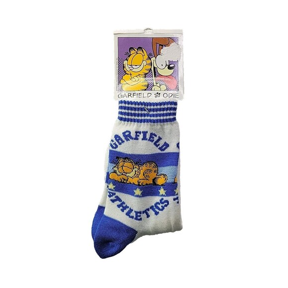 NEW - Vintage 90's Garfield and Odie Fun Print Novelty Crew Socks for Women 9-11 - Picture 1 of 5